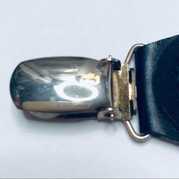 VINTAGE CAS West Germany Dapper brass clip adjustable dress suspenders Navy - Picture 4 of 8